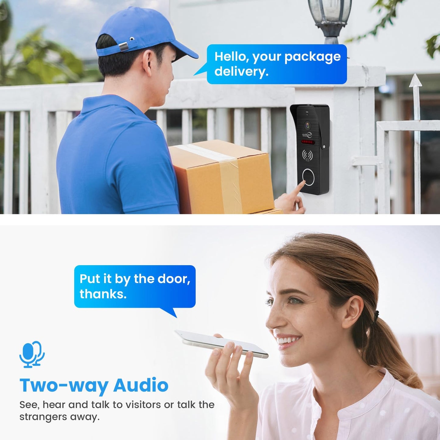 Wired Smart Video Apartments Intercom System,10 Inch Monitors with 1080P Doorbell Camera,3-in-1 Unlocking,TUYA WiFi Door Phone Kits, Ideal for Villas & Homes (2 doorbell + 3 Monitor)