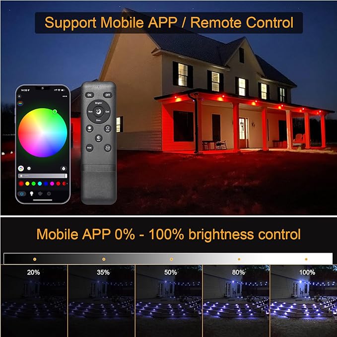 Smart LED Deck Light Kits - 30 Pack of 1.77" Low Voltage Recessed RGB Deck Lights IP67 Waterproof for Outdoor Landscape Lighting on Steps, Floors & Pathways, Compatible with Alexa & Google Assistant