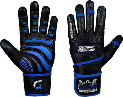 Elite Leather Gym Gloves with Built in 2" Wide Wrist Wraps Grip & Design for Weightlifting Power Lifting Bodybuilding & Strength Training Workout Exercises