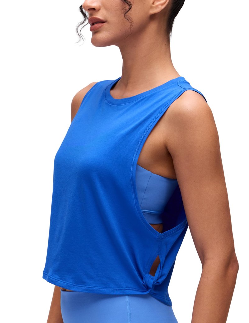 CRZ YOGA Pima Cotton Large Armhole Tank Tops for Women - Workout Sport Athletic Yoga Running Gym Loose Crop Sleeveless Shirts Strong Blue Small