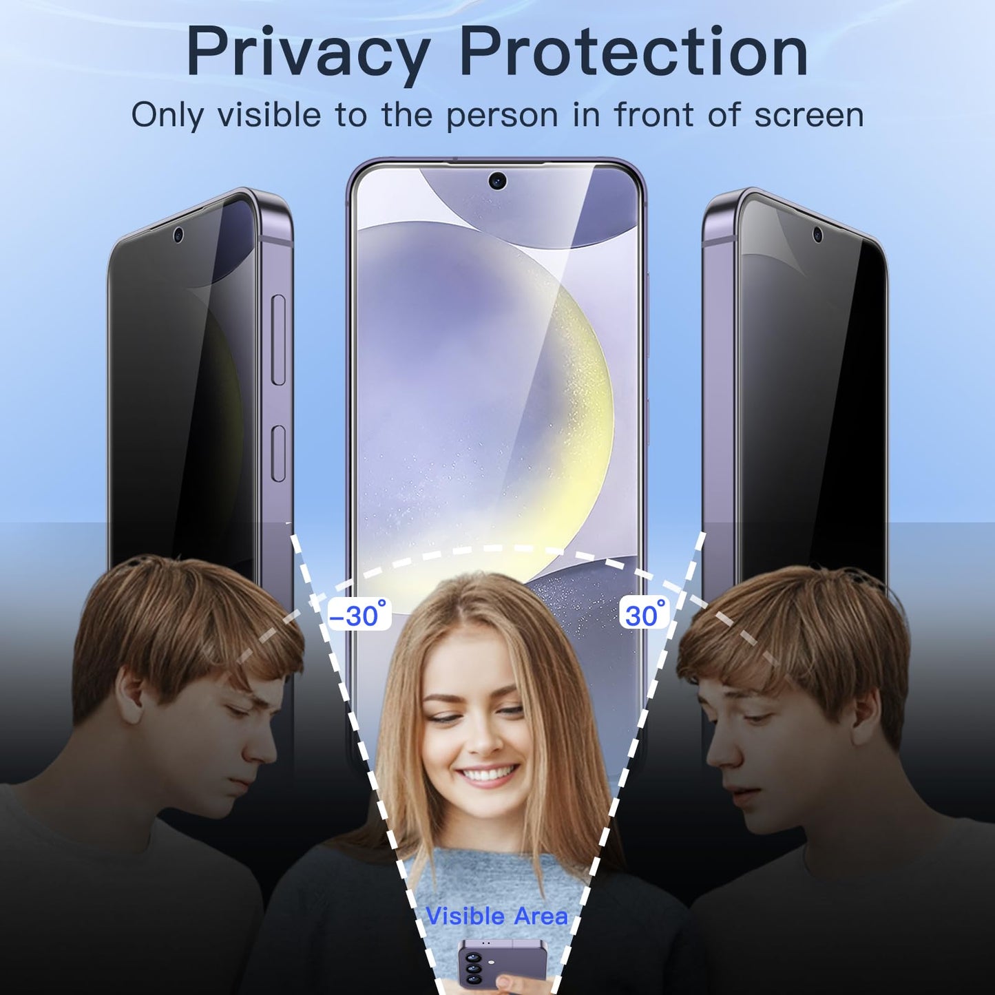 JETech Privacy Screen Protector for Samsung Galaxy S23 5G 6.1-Inch with Camera Lens Protector, Anti-Spy Tempered Glass Film, Fingerprint ID Compatible, 2-Pack Each