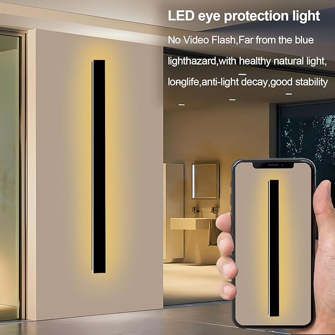 92in Outdoor Wall Lights, Modern Exterior Light Fixtures Wall Mount, Black Porch Lights Sconce 3000K, Long LED Linear Wall Lamp Outside Lighting for Front Door