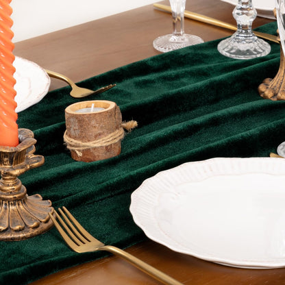 Socomi Green Velvet Christmas Table Runner Cloth Decor 20 x 120 Inches 10ft Fabric Emerald Green Luxurious Thanksgiving Wedding Runner for New Year Bridal Shower
