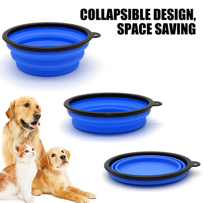 COLLAPSIBLE 2-Pack Small Dog Travel Bowl, Collapsible Bowls for Dogs, Foldable Cat Water Bowl, Portable Pet Traveling Dish (Green & Blue)