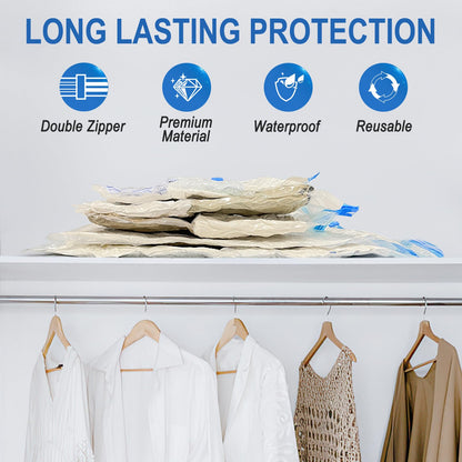 Fygrip 10 Pack Small Vacuum Storage Bags with Hand Pump, Plastic Packaging Bags, 80% Space Saver Vacuum Seal Bags for Clothing, Travel Lugggage, Blankets, Comforters