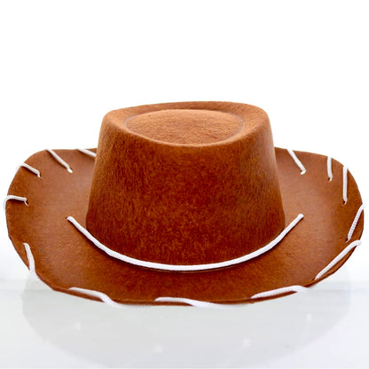 GiftExpress Brown Felt Cowboy Hat with Chin Strap - Cowgirl Costume Accessory for USA Western Rodeo Theme Party & Pretend Play - Young Boy & Girls, Child Size