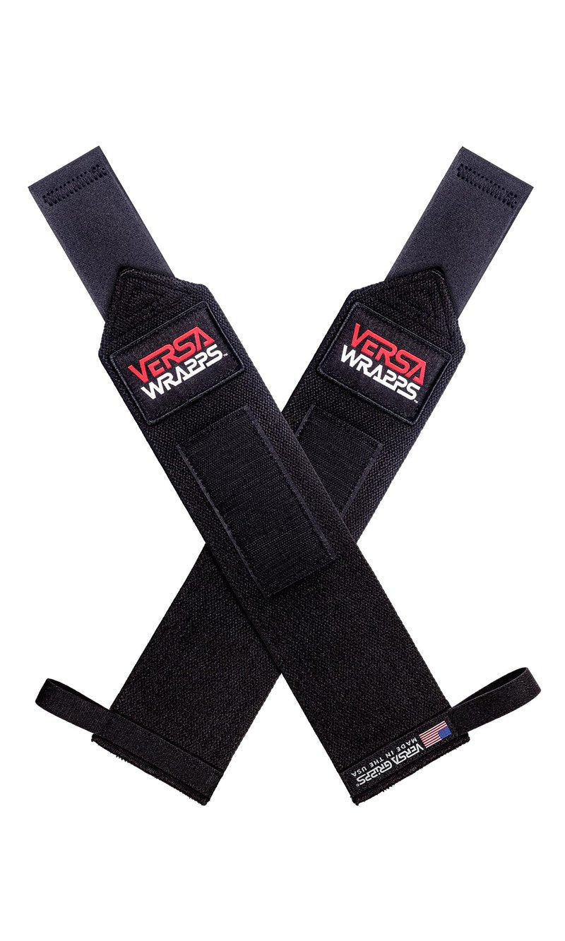 Versa Wrapps for Powerlifters, Bodybuilders, and All Athletes, Complement to Our Lifting Grips, Made in the USA, Black, 12"