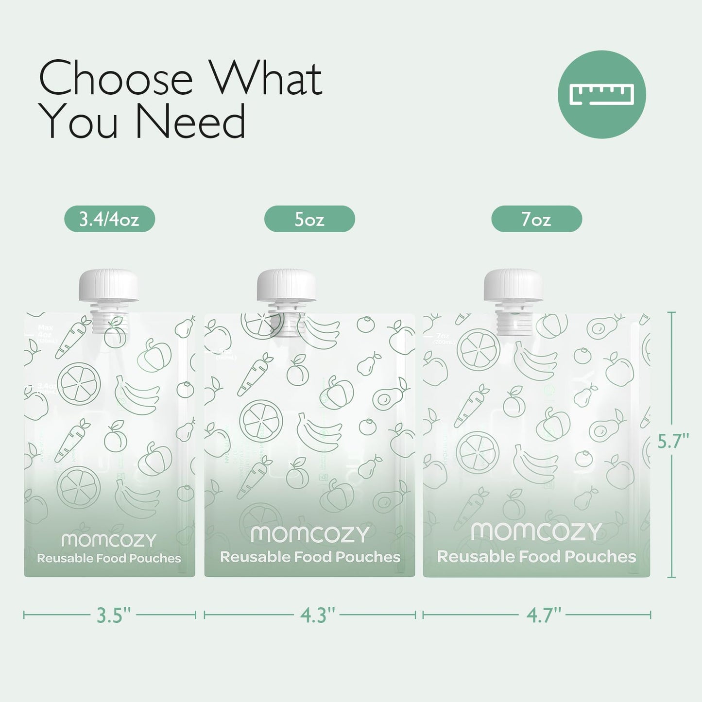 Momcozy Reusable Baby Food Pouches for Toddlers,BPA Free Plastic,Food Safe,Freezer Safe,Refillable for Applesauce Yogurt & Puree Squeeze Pouch,10 Packs,7oz