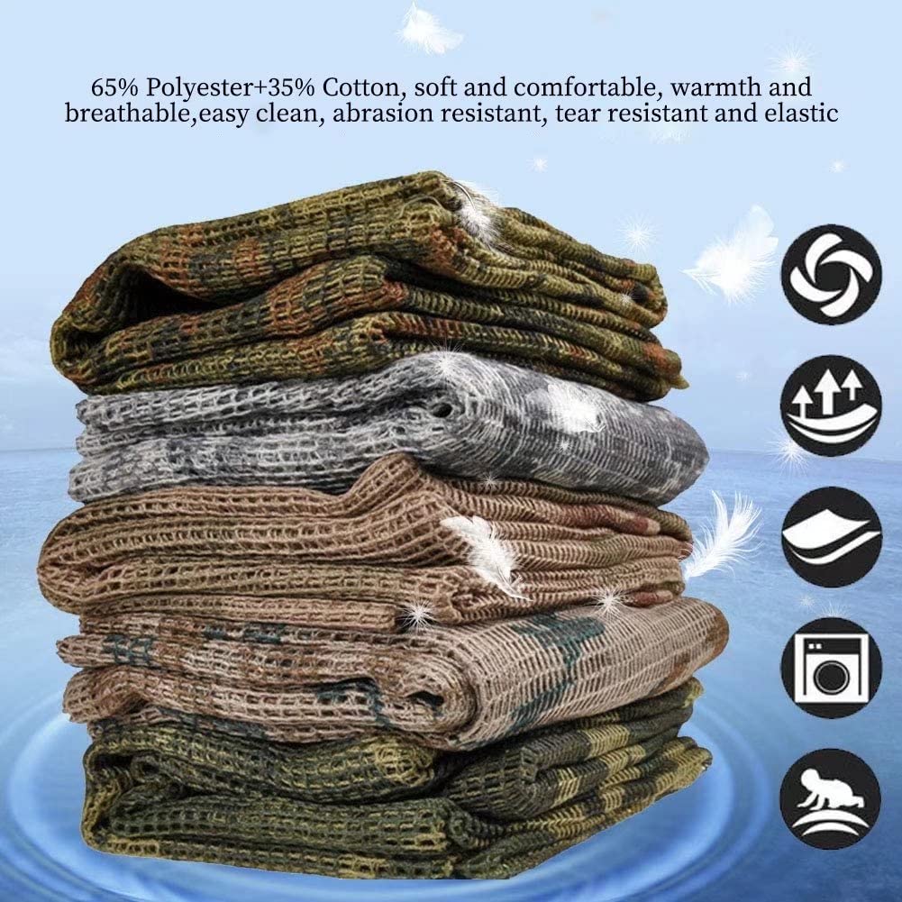 LOOGU Tactical Mesh Net Camo Scarf for Wargame,Sports & Other Outdoor Activities (Woodland Camo)