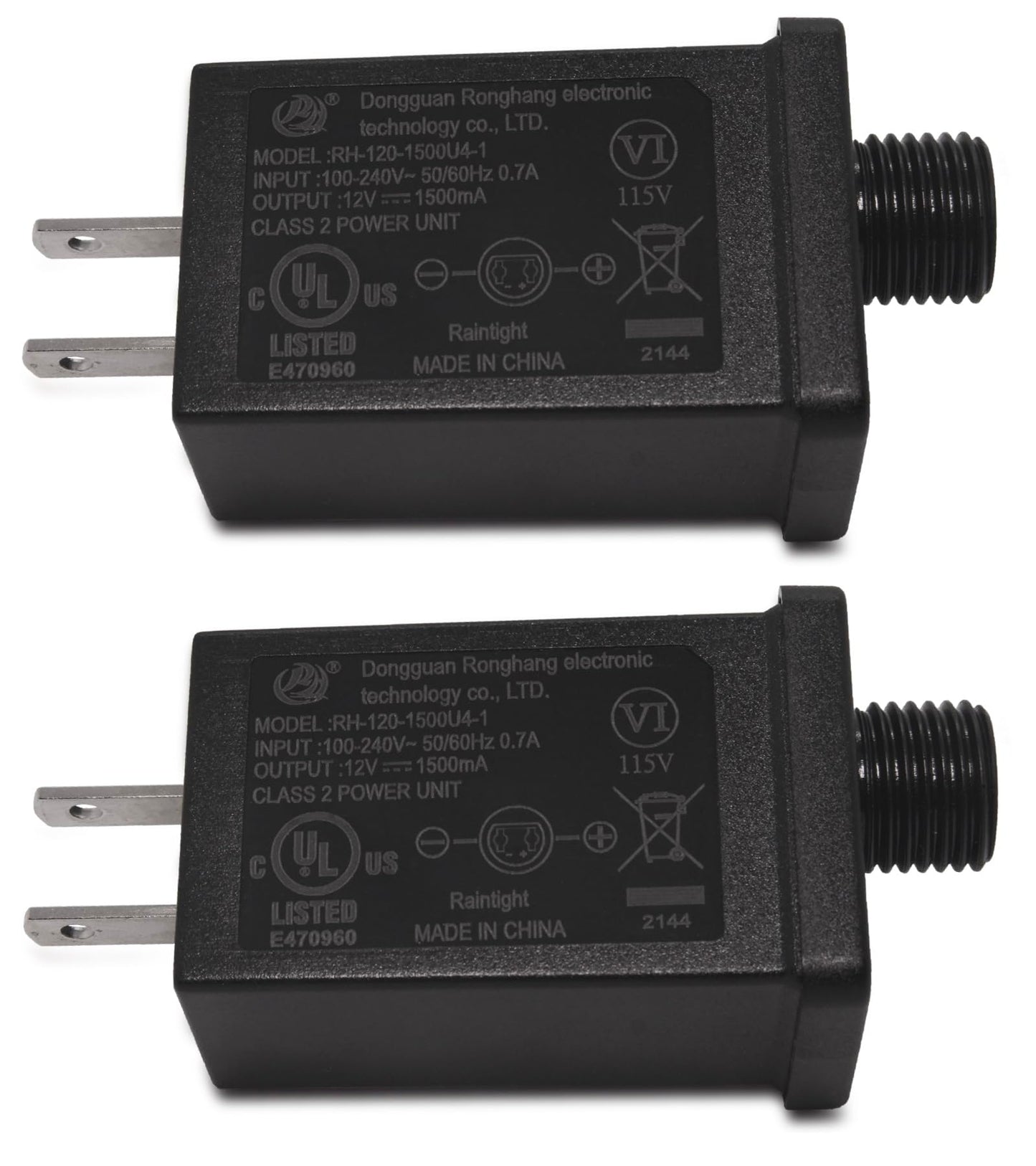 Replacement Halloween Inflatable Adapter, 2 Pcs 1.5A 12V Class 2 Power Unit, Christmas Low Voltage Transformer US Plug for 6-8ft Christmas Inflatables
