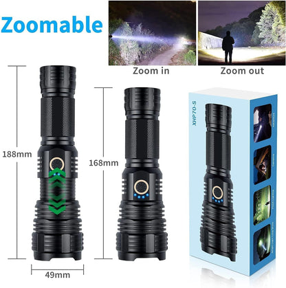 Amzyigou Rechargeable Flashlights 1990.000 High Lumens, Super Bright Flashlight with 10 Modes, LED Tactical Flashlight Waterproof, Powerful for Camping, Hiking, Hunting and Emergencies