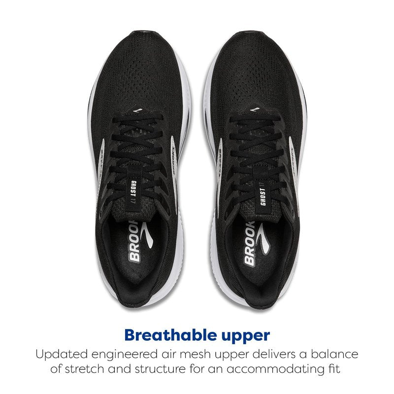 Brooks Women’s Ghost 17 Neutral Running Shoe - Black/Grey/White - 7 Wide