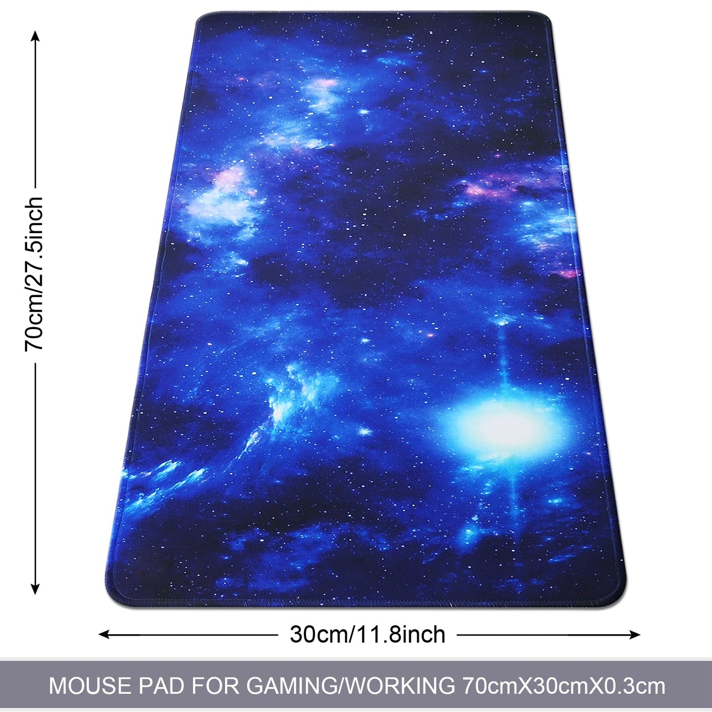 Jahosin Large Gaming Mouse Pad with Stitched Edges,[70x30cm] Extended Mouse Pad with Non-Slip Natural Rubber Base for Gamer/Desktop/Office/Home 70x30 Bluespace04