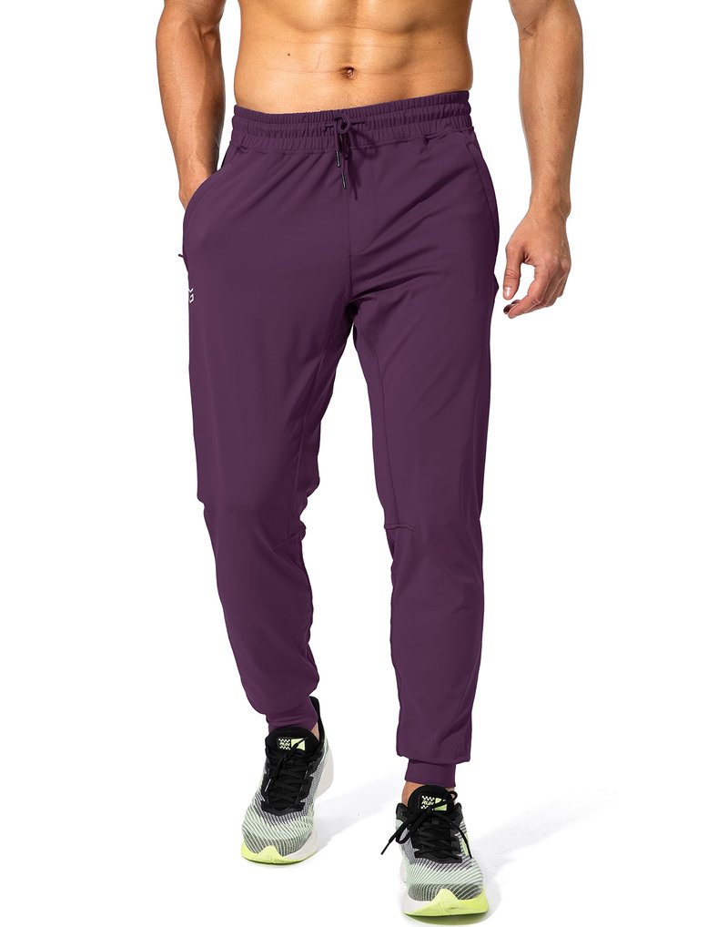 G Gradual Men's Sweatpants with Zipper Pockets Athletic Pants Traning Track Pants Joggers for Men Soccer, Running, Workout(Wine Red,S)