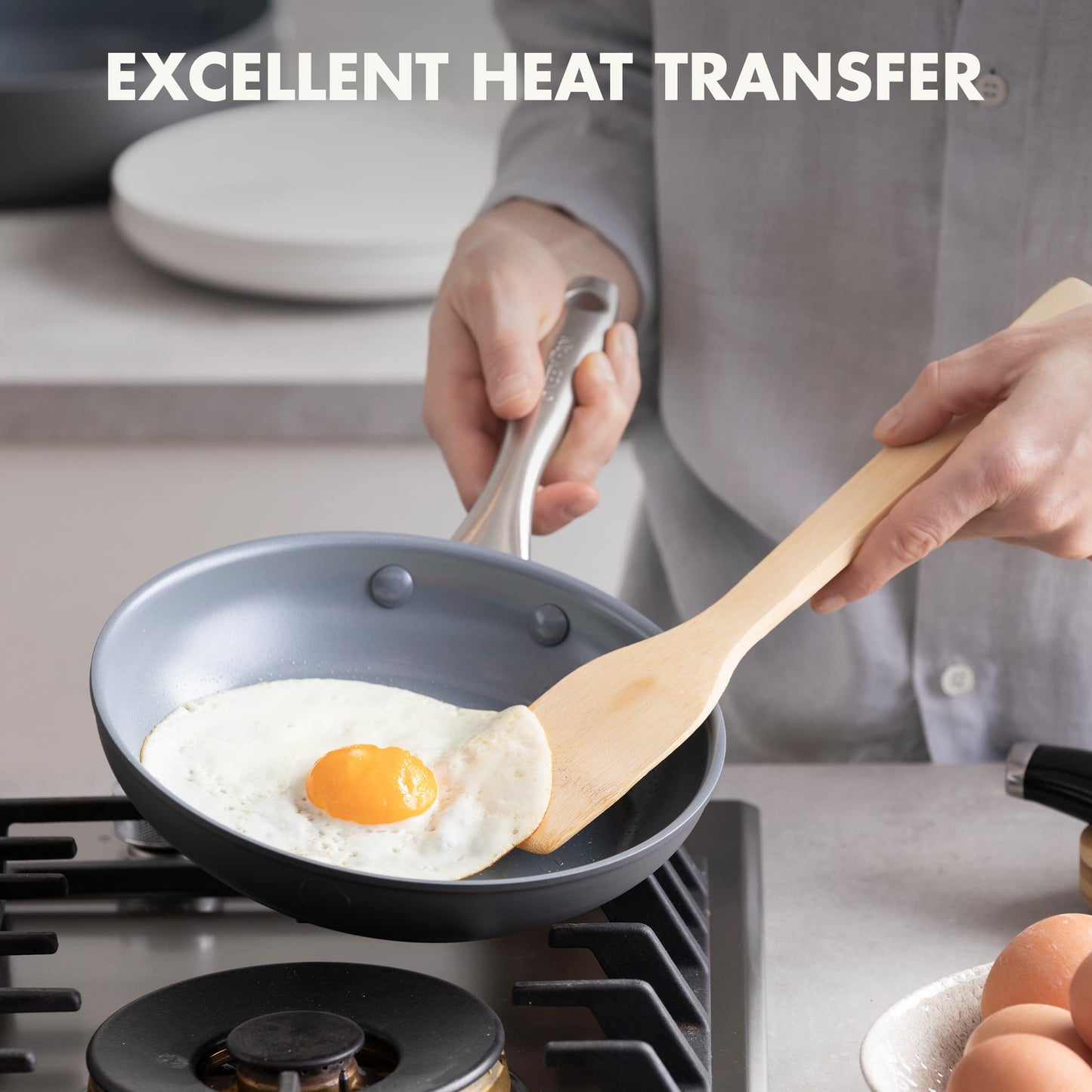 GreenPan Lima Hard Anodized 8" Frying Pan Skillet Nonstick, Ceramic Nonstick, PFAS-Free Nontoxic Pots and Pans, Oven & Broiler Safe, Stainless Steel Handle, Cookware for Eggs & Omelet, Gray