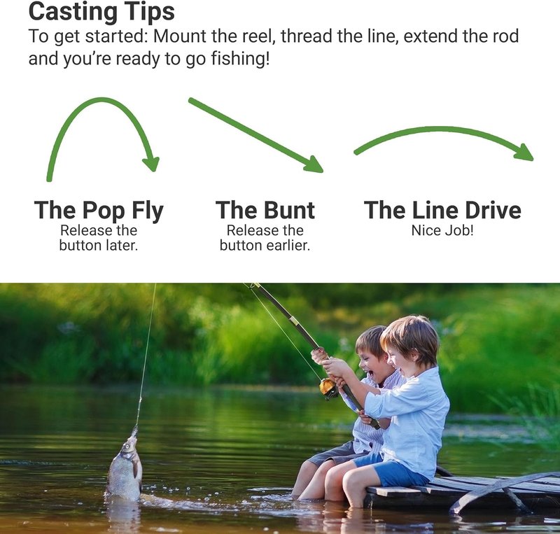 Lanaak 2 Pack Kids Telescopic Fishing Pole, Portable Fishing Rod Set, Tackle Box and Fishing Net Combo Kit, Kids Fishing Gear for Boys and Girls Age 5-10 and Youth – Green and Pink