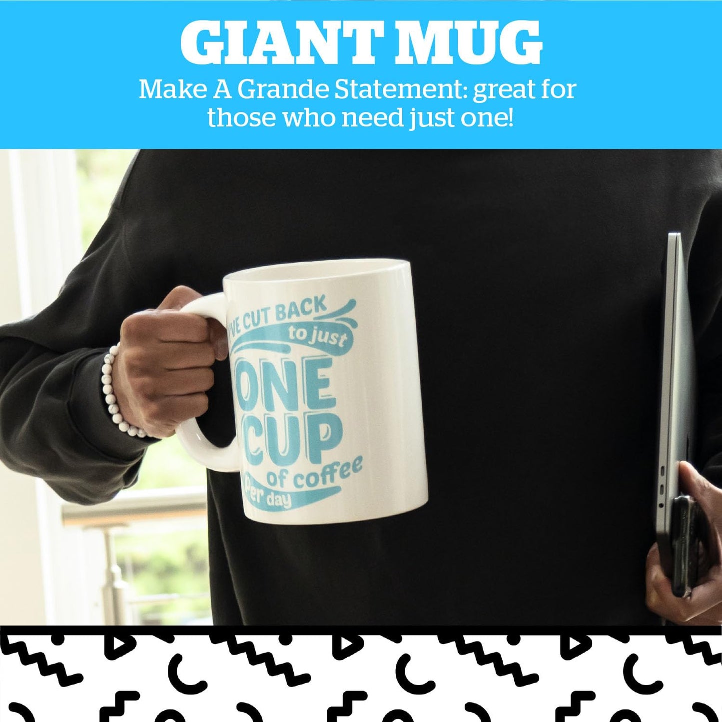 BigMouth Inc. Coffee Mug - “I've Cut Back to Just One Cup of Coffee per Day”, Giant-Sized Novelty Coffee Mug, 64 oz