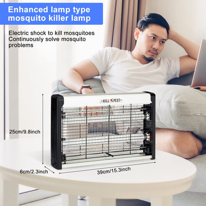 2 Pcs Electric Bug Zapper Indoor Insect Killer with Replacements Bulbs 20W Blue Light Powerful 2800V Attract Fly and Mosquito Traps with Circuit No Load Protection Outdoor Plug in Pest Control