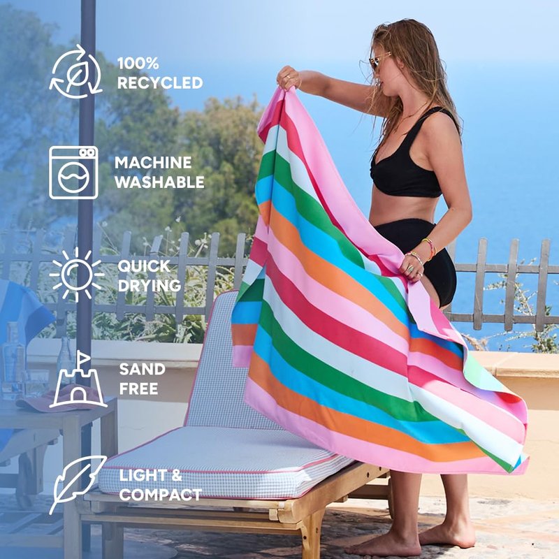 Dock & Bay Beach Towel - Quick Dry, Sand Free - Compact, Lightweight - 100% Recycled - Includes Bag - Tutti Frutti - Extra Large (200x90cm, 78x35)