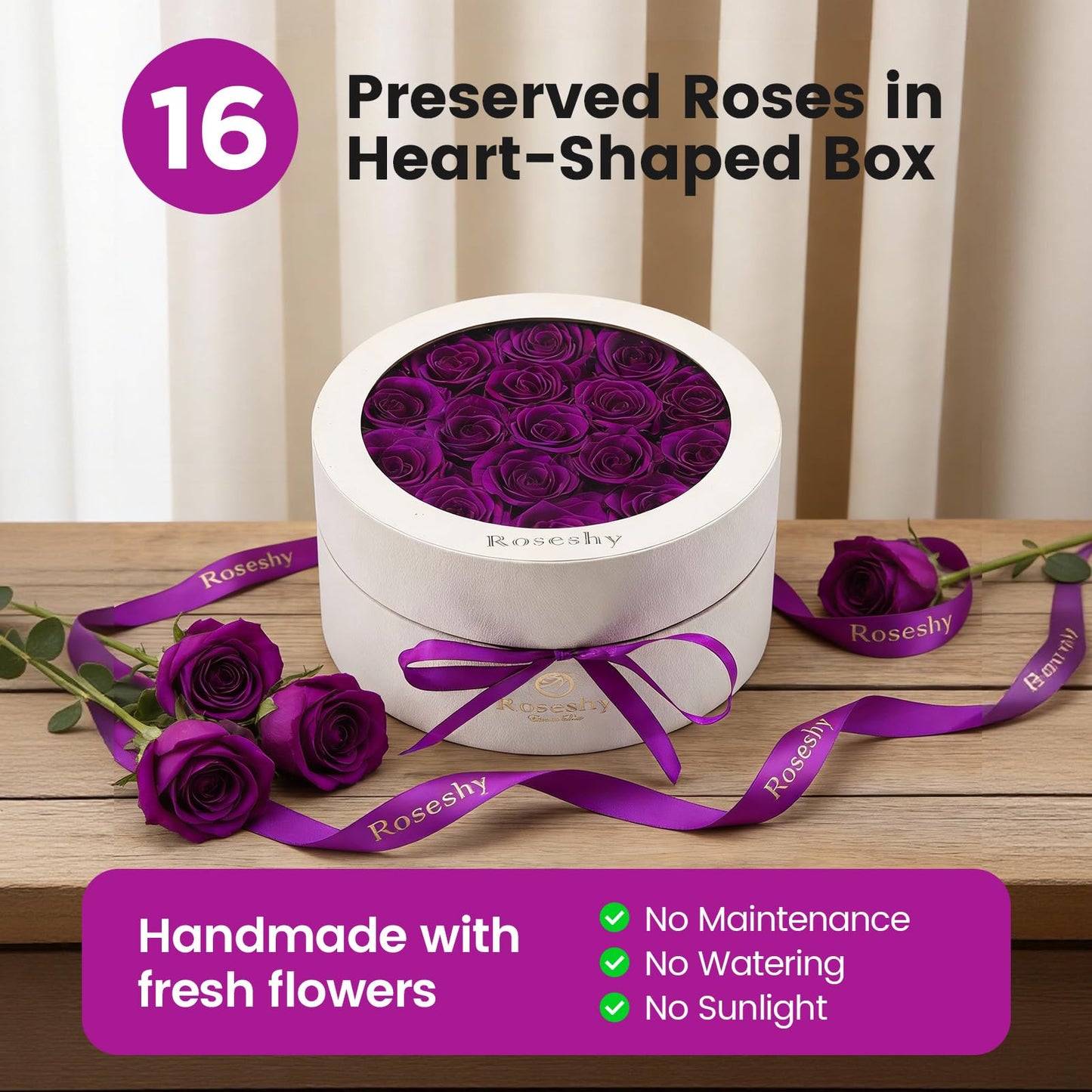 Valentines Day Flowers Roses Gifts for Her,16pcs Red Forever Preserved Roses in Heart Shape Gift Box,Valentines Day Delivery Prime Gifts-Roses Gifts for Women,Mom.