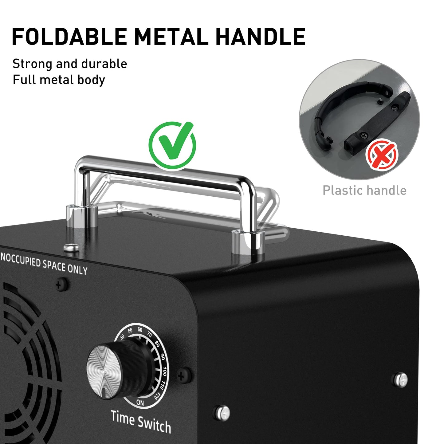 AIIKEE Commercial Ozone Machine 45,000mg/h, Industrial High Capacity of Multipurpose Ozone Purifier with Carry Handle for Home, Bar, Farm and Restaurant Black