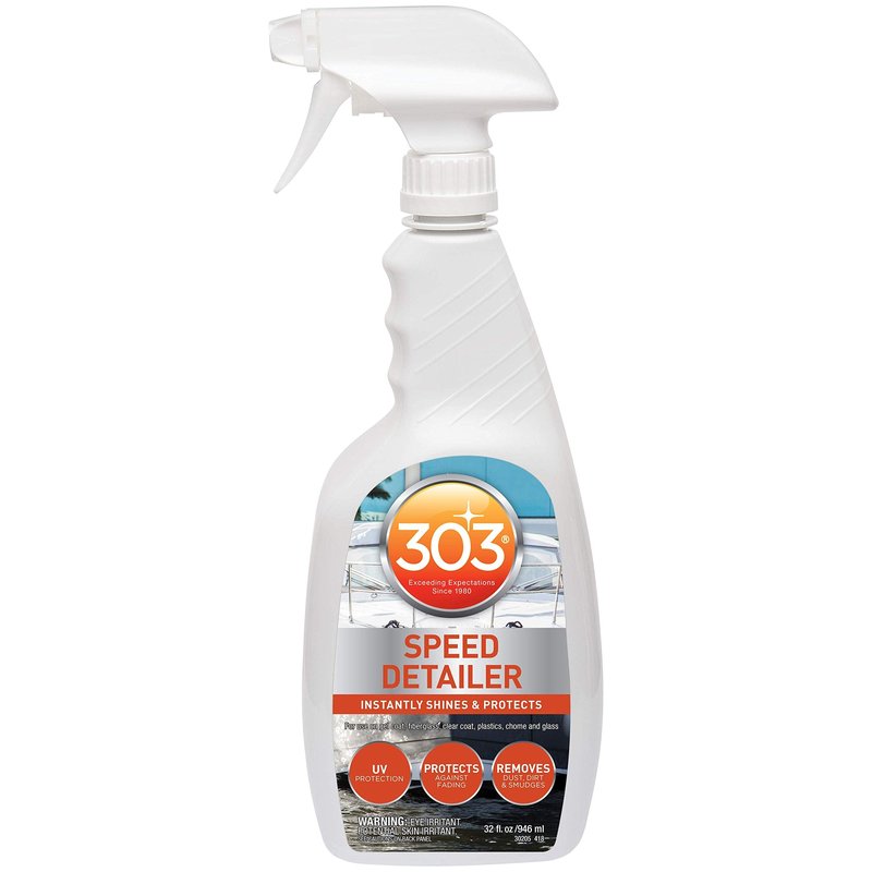 303 Products Marine Speed Detailer - Instantly Shines And Protects - UV Protection - Protects Against Fading - Removes Dust, Dirt, And Smudges, 32 fl. oz. (30205)Packaging May Vary, White