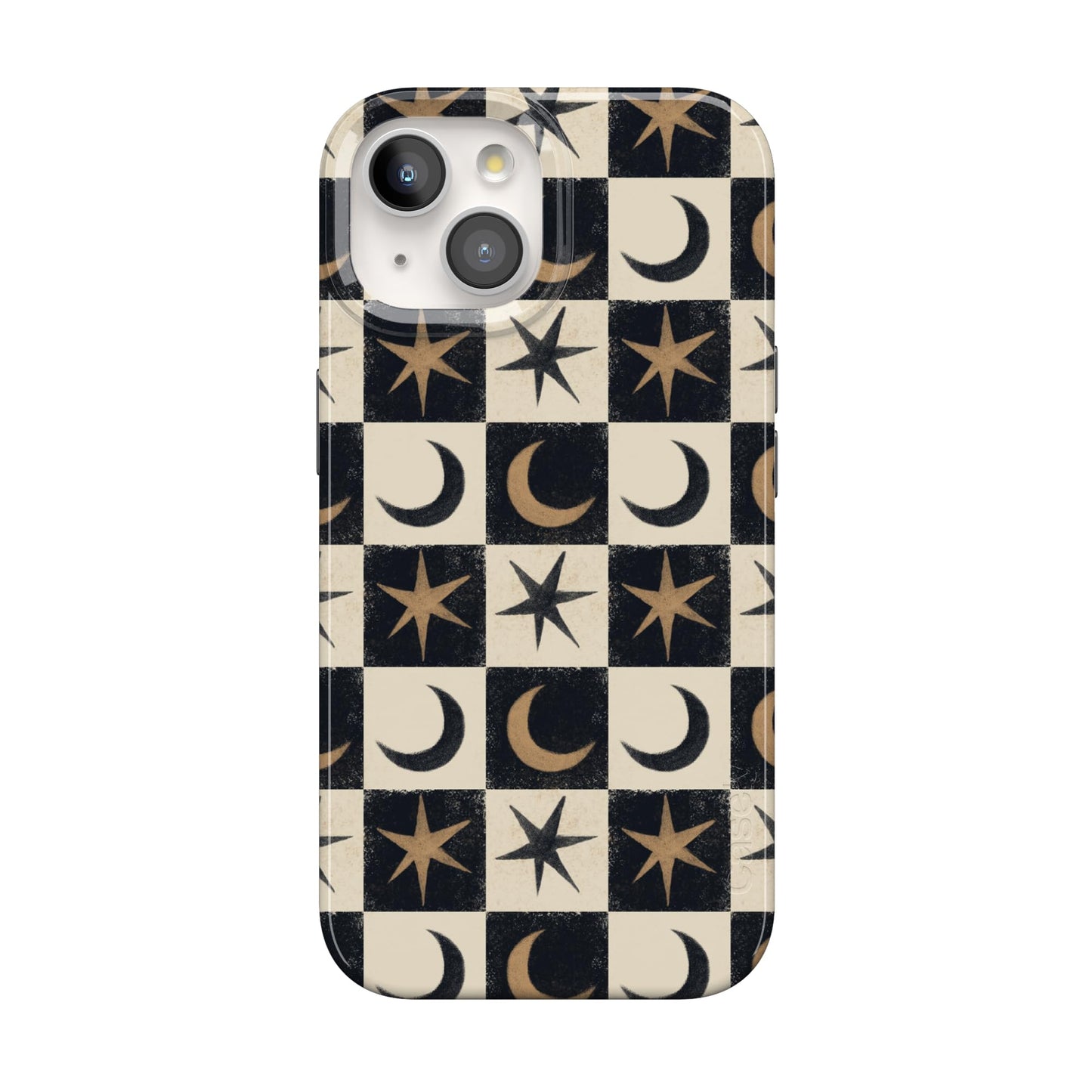 Casely iPhone 15 Plus Case | Fit Check | Neutral Checkerboard Checkered Classic Case | Compatible with MagSafe