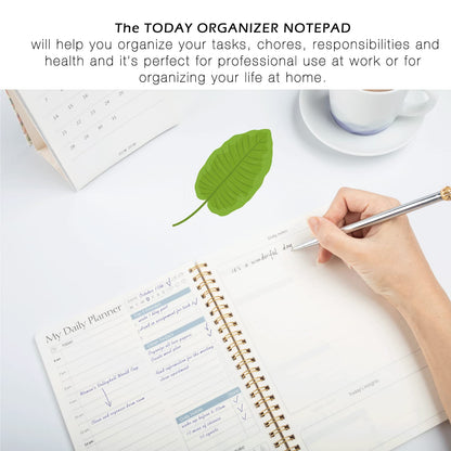 A5 Undated Daily Hourly Planner Notepad - Day Organizer Planner, 128 Pages Work Journal for Daily To do List, Notes, Water Intake and Meal Planner- Dark Wine Red