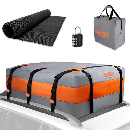 Car Rooftop Cargo Carrier Bag – 20 Cubic Feet Waterproof Heavy Duty 900D Roof Bag for All Vehicles SUV with/Without Roof Rack, Car Storage Bag with Anti-Slip Mat, 6 Hooks & Luggage Lock