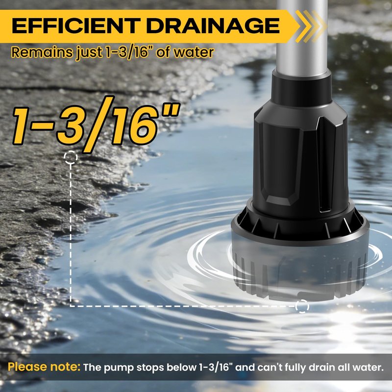 Cordless Stick Water Transfer Pump for Dewalt 20V Max Battery, 740GPH Sump Pump Submersible Utility Pump, Portable Electric Water Pump for Garden Basement Pool Pond RV Boat Draining (No Battery)