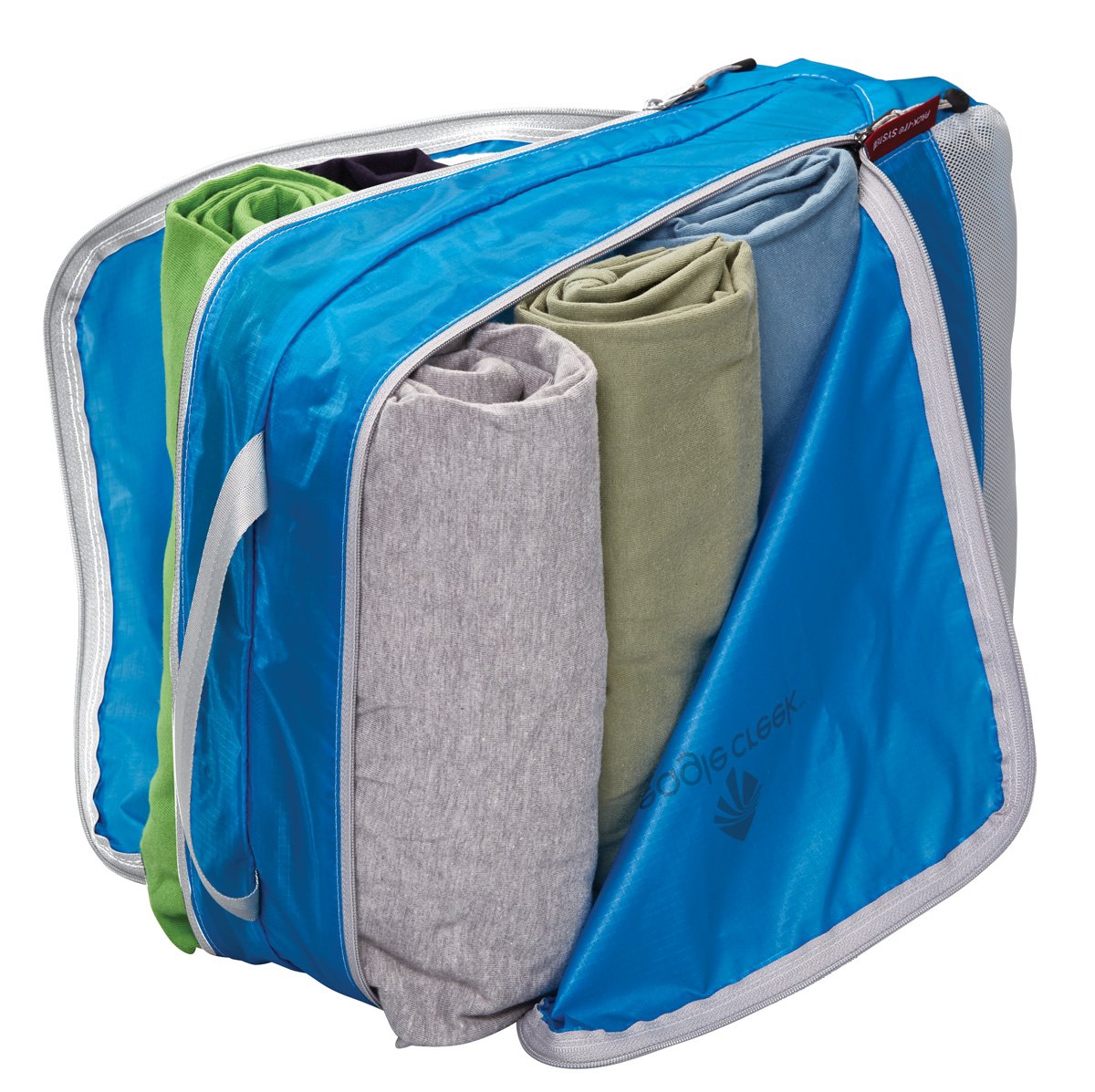 Eagle Creek Pack-It Clean/Dirty Packing Cubes for Travel - Durable Lightweight Dual Compartment Suitcase Organizer for Clean & Dirty Clothes, Brilliant Blue - Medium