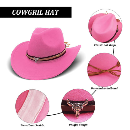 HyperFun Cowgirl Outfits for Women Western Costume Accessories Cowboy Hat Tassels Fringe Vest Earring Hippie Glasses Bandana For Halloween