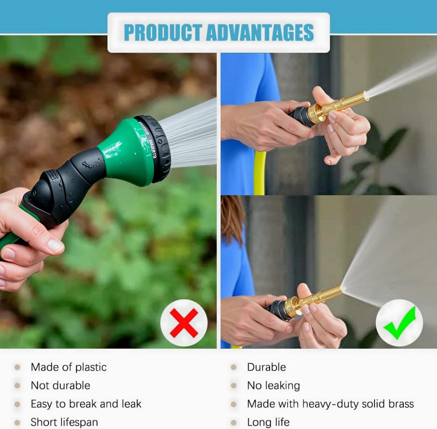 100FT RV Water Hose,5/8” Drinking Water Hose Lead-free, 3/4" Solid Aluminum Fittings-No Leak,Garden hose Extender/Hose Reel Connector with Adjustable Twist Hose Nozzle For RV/Trailer/Camping/Truck