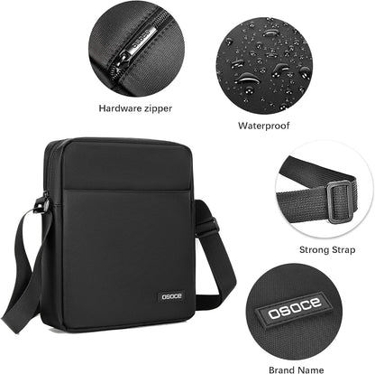 OSOCE Mens Shoulder Bag Messenger Man Bag Travel Business Crossbody Pack Chest Sling Bag Satchel Side Phone Bag Casual Handbag with Adjustable Strap for Men Working Daily Black