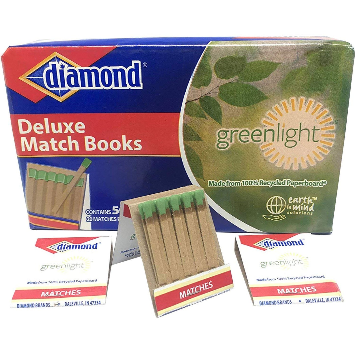 Diamond Deluxe Greenlight Match Books - 1000 Matches