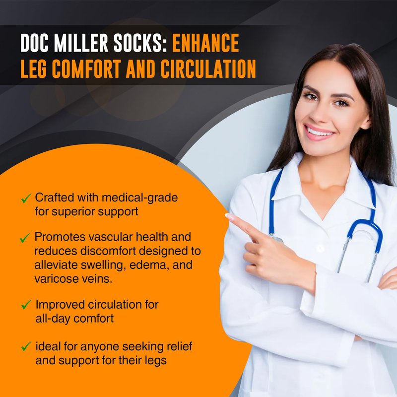 Doc Miller - Compression Socks for Women & Men - 8-15 mmHg Knee High, Medical Grade Support - Best for Sport, Travel, Nurse, Pregnancy, Circulation & Varicose Veins - 2X-Large Size, Black, 1 Pair