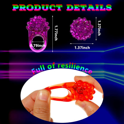 Sosation 100 Pcs Halloween Light up Ring LED Flashing Ring Halloween Party Favors Glow in The Dark Bumpy Jelly Finger Light up Blinking for Kids Carnival Party Supplies(Colorful)