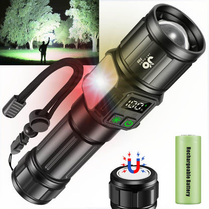 JAY-PARK Flashlights High Lumens, Rechargeable Flashlight 10000 Lumens with Magnetic, Bright Flash Light 9 Modes with 5000 mAh Battery, Tactical Flashlight for Camping, Hiking, Dog Walking