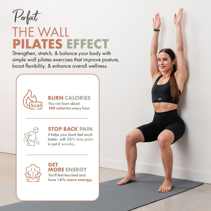 Wall Pilates Workout Cards for Women – 76 Large Hand-Drawn Exercises with Step-by-Step Guides & Mindful Affirmations – Unique Home Pilates Gift Deck