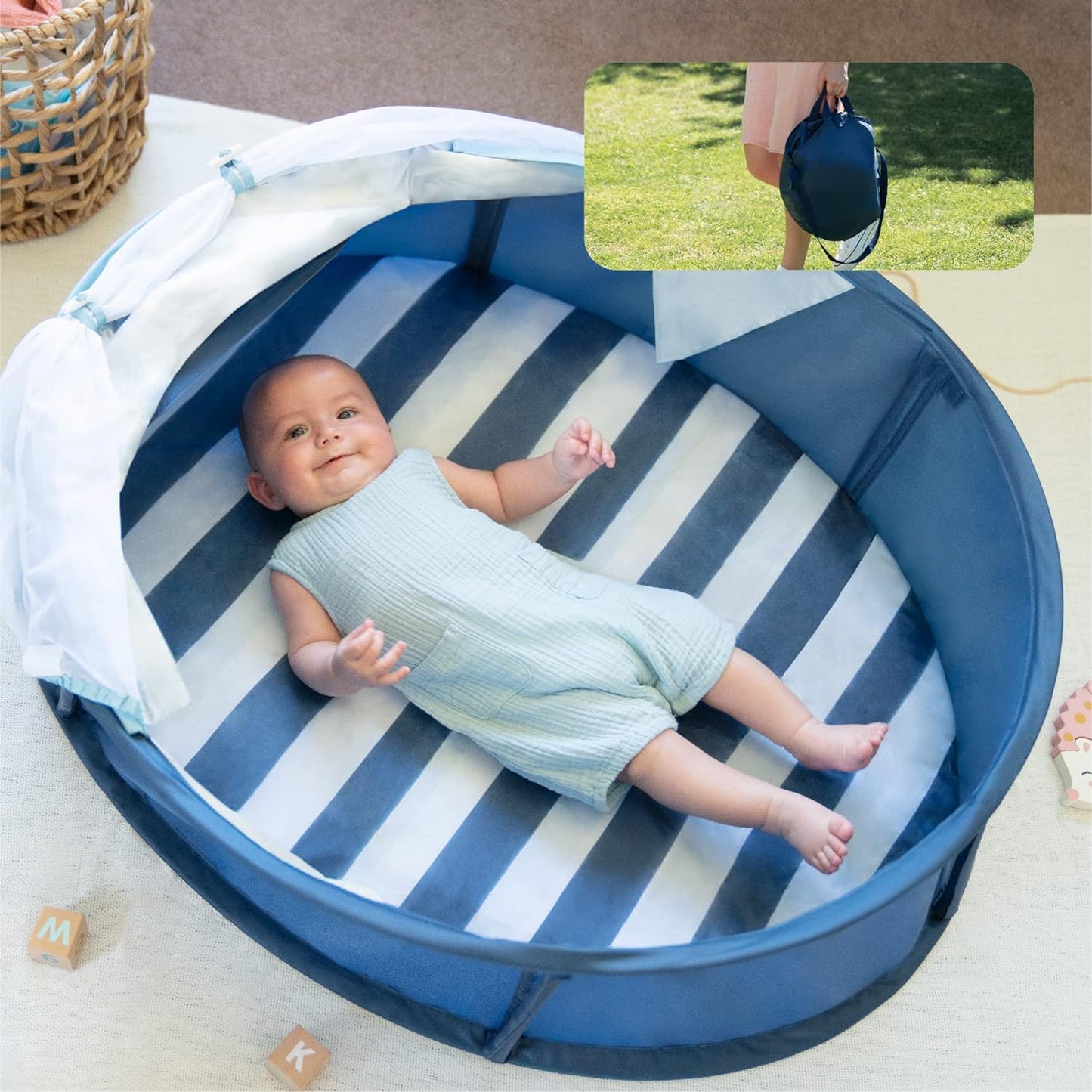 Babymoov Babyni Playpen, Activity Gym & Napper with Pop-Up System, 6 Toys and UPF 50+ Protection for Outdoor & Indoor Use