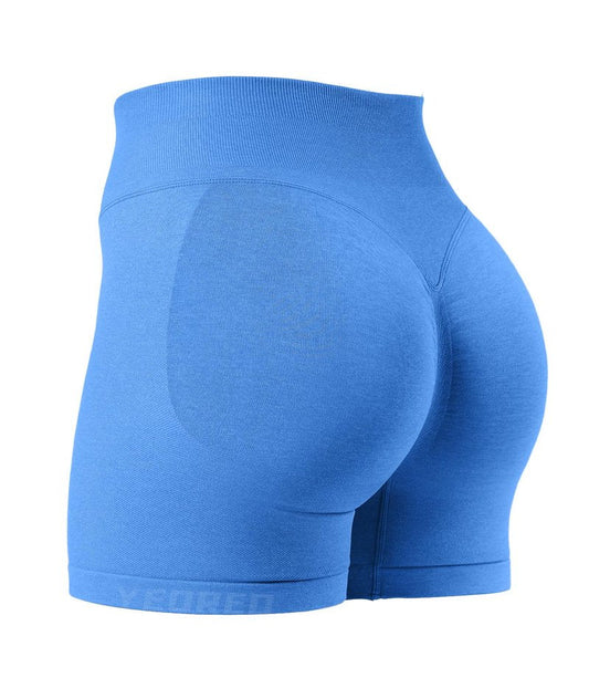 YEOREO SoftHue Workout Shorts Womens Scrunch Butt Lifting 4.5" Seamless Gym Clorisy Running Shorts Ocean Blue L