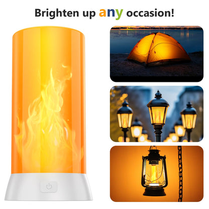 DI MORE 2PCS LED Flame Light, USB Rechargeable Flame Lamp with Remote & Timer, Waterproof Dimmable Flameless Candles Light for Home Party Garden Camping Halloween Christmas Decoration