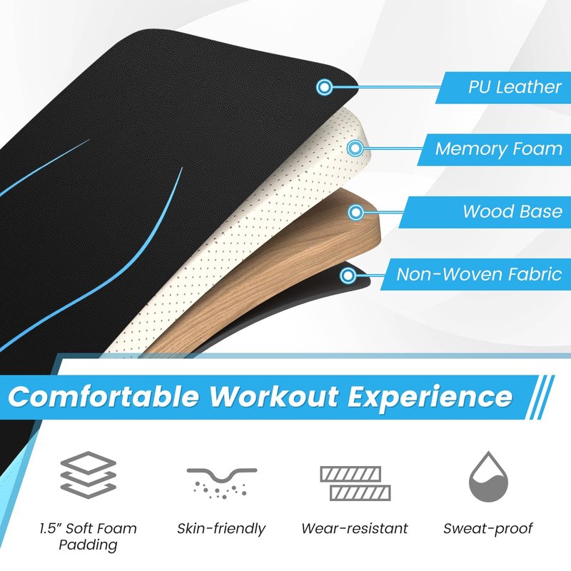 GYMAX Adjustable Sit up Bench, Foldable Abdominal Training Slant Bench, Curved Decline Sip up Bench for Strength Training Workout (Blue)