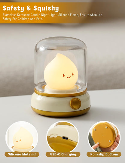 WANIDEA Cute Ghost Campfire Lamp, Halloween Decor,Kids Night Light，Adjustable Dimmable Rechargeable Night Light for Kids, Girls, Boys Gifts,Halloween,Christmas Decorations