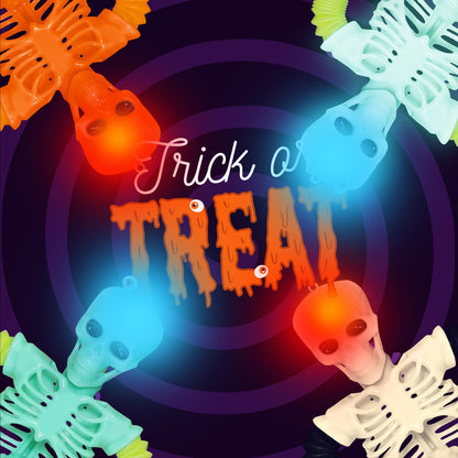Halloween LED Skeleton Pop Tubes Light Up 4 Pcs Halloween Sensory Fidget Toys, Telescopic Suction Cup Autism ADHD Halloween Party Favors Goodie Bags Basket Stuffers Trick or Treat Toys for Kids 3+