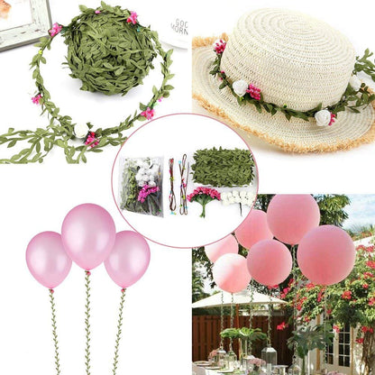 Hecaty 66 ft Leaf Ribbon, Artificial Eucalyptus Garland Rattan Leaf String, Decorative Jungle Wild Plant Green, Suitable for Baby Shower Home Wedding Party Balloon Garland Wreaths DIY Christmas Craft