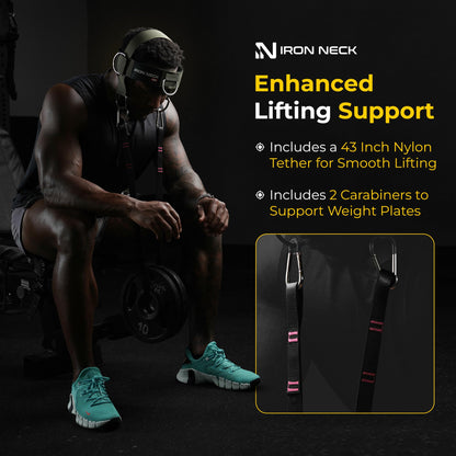 Iron Neck Harness Alpha, Versatile Neck Exerciser, Strengthener and Trainer with Adjustable Head and Chin Strap, Portable Head Harness for Weight Lifting, Home and Gym Use