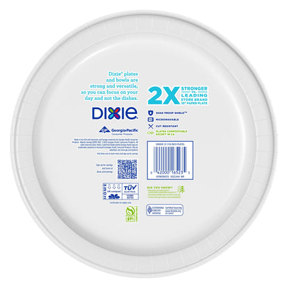 Dixie Large Paper Plates, 10 Inch, 204 Count, 2X Stronger*, Microwave-Safe, Soak-Proof, Cut Resistant, Disposable Plates For Everyday Breakfast, Lunch, & Dinner Meals
