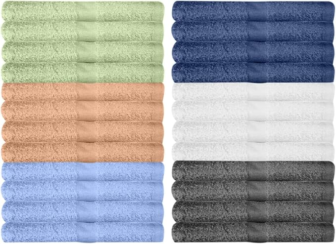 12 Pack Washcloths | Multicolour 100% Cotton Extra Absorbent Face Towels | Soft