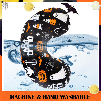 BABORUI Dog Pillow for Small Dogs, U Shaped Dog Neck Calming Pillow for Joint Relief Sleeping Improve, Machine Washable Pet Pillow for Dogs & Cats(Halloween)